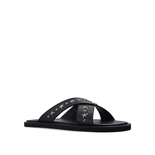 Black Calfskin Strap-On Sandals