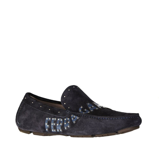 Blue Calfskin Slip-On Loafers