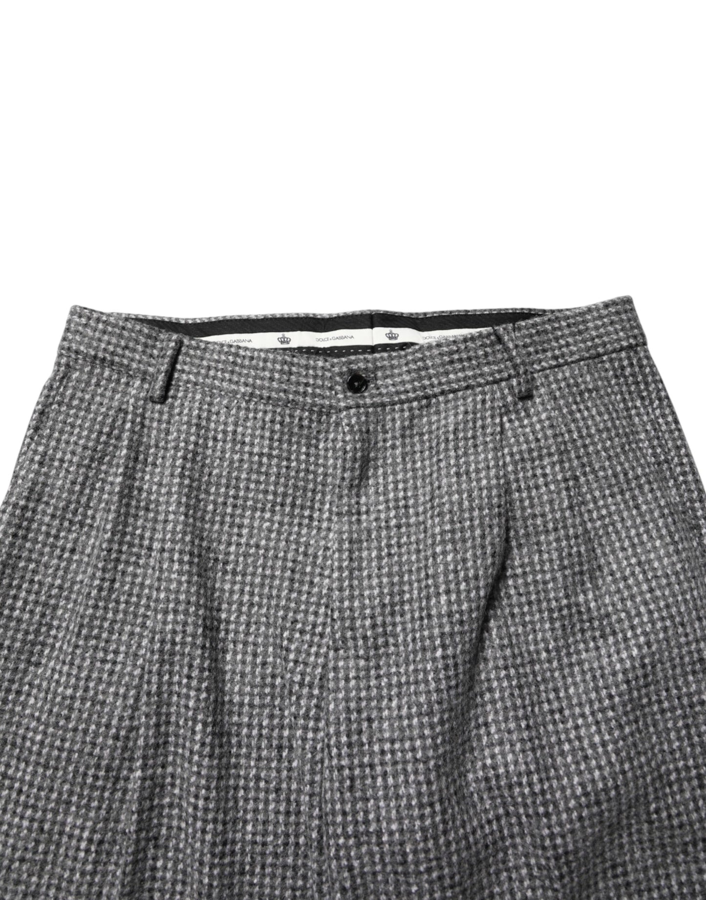Gray Houndstooth Straight Dress Trouser Pants