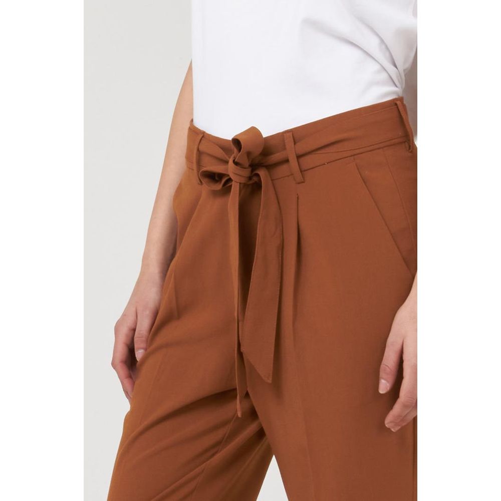 Brown Polyester Casual Pants