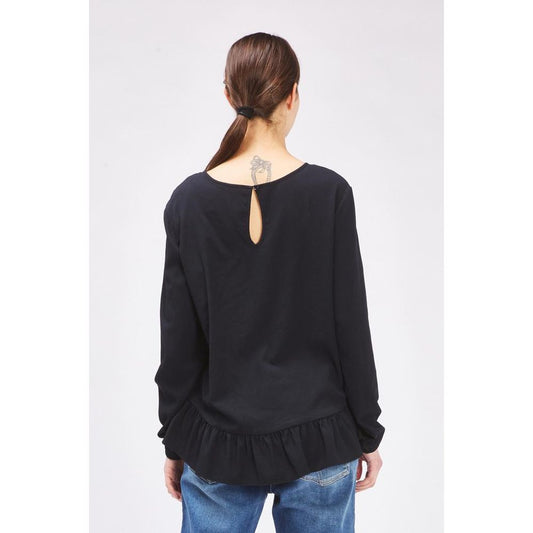 Black Polyester Long Sleeve T-Shirt