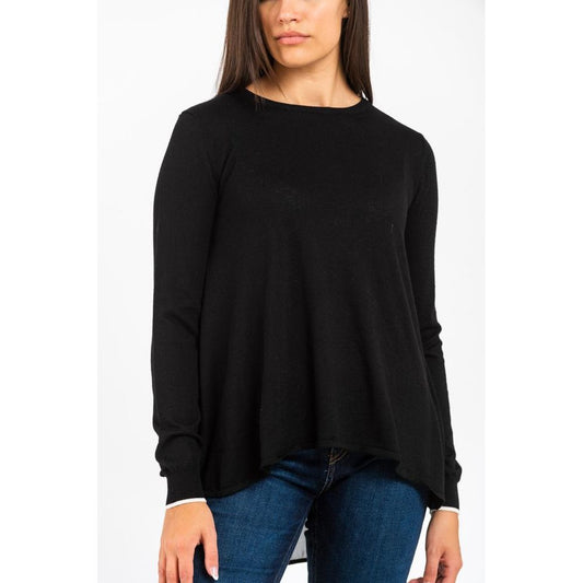 Black Viscose Long Sleeve T-Shirt