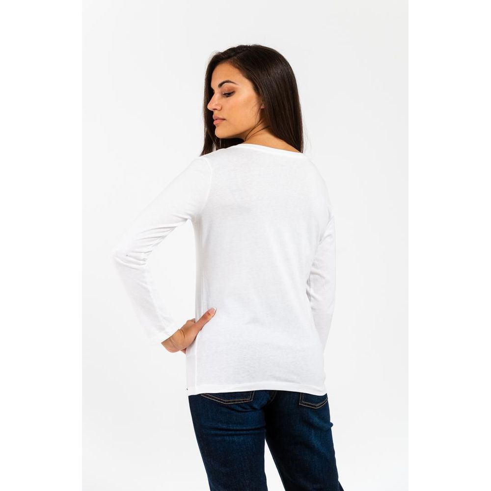 White Cotton Long Sleeve T-Shirt