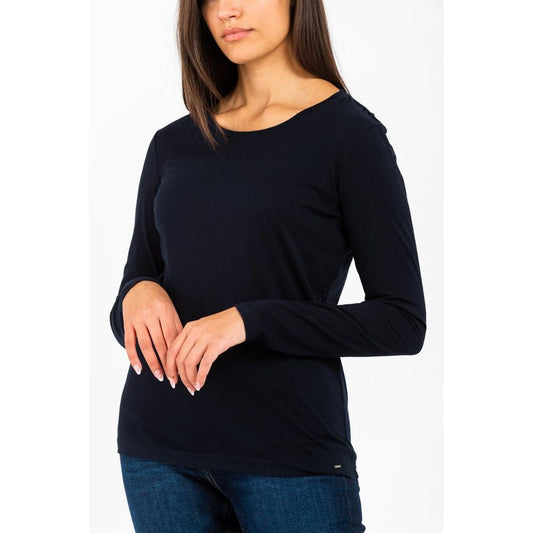 Blue Cotton Long Sleeve T-Shirt