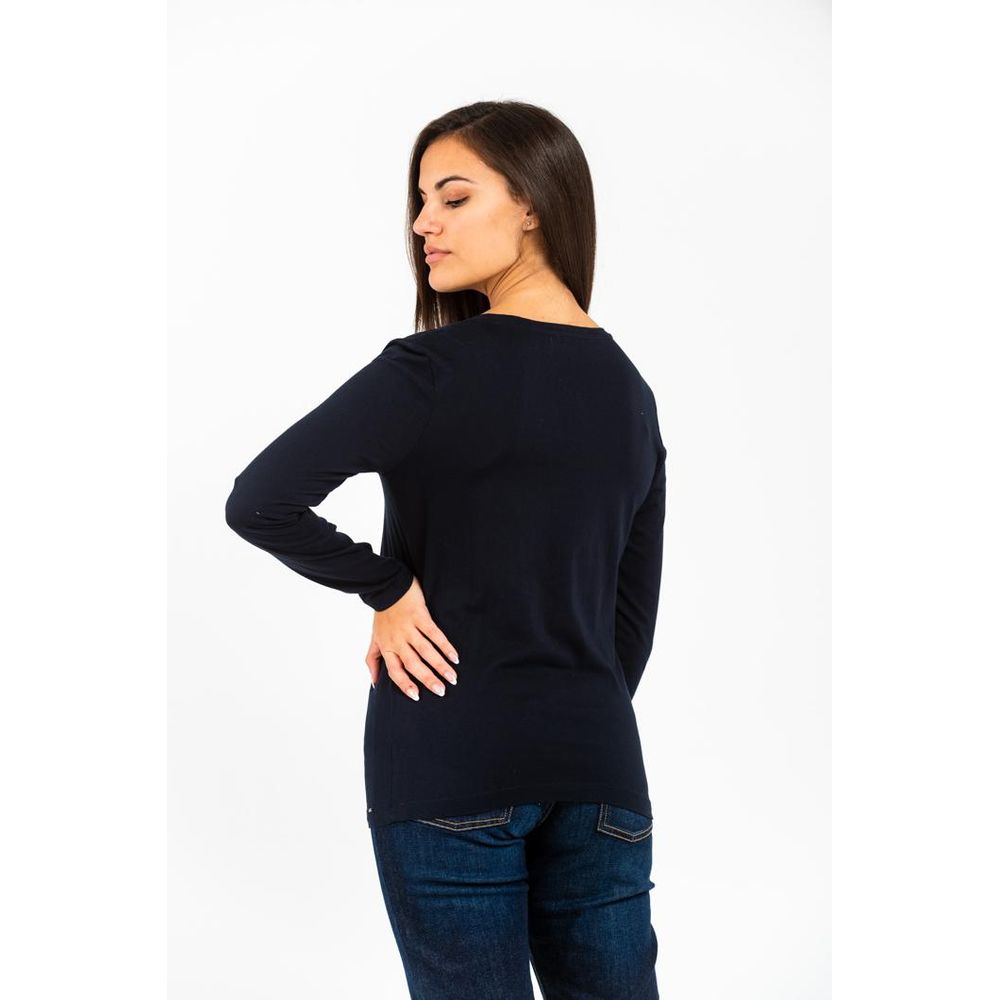 Blue Cotton Long Sleeve T-Shirt