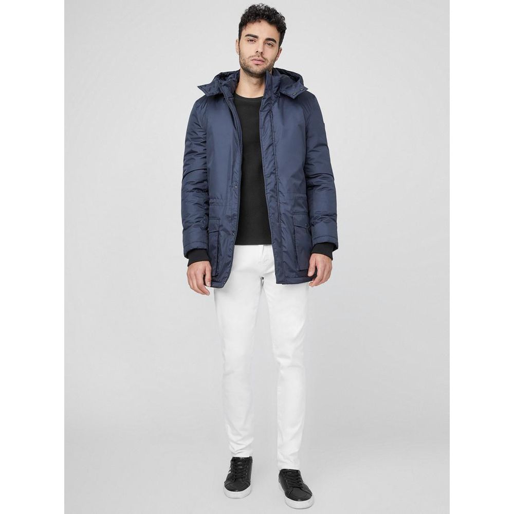 Navy Blue Polyester Parka