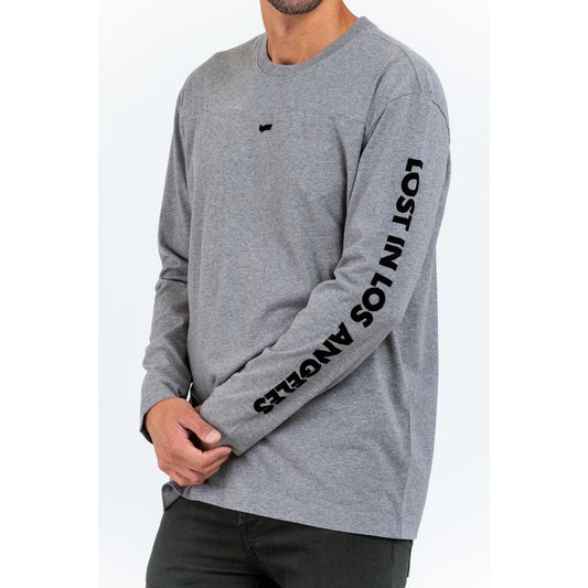 Gray Cotton Long Sleeve T-Shirt