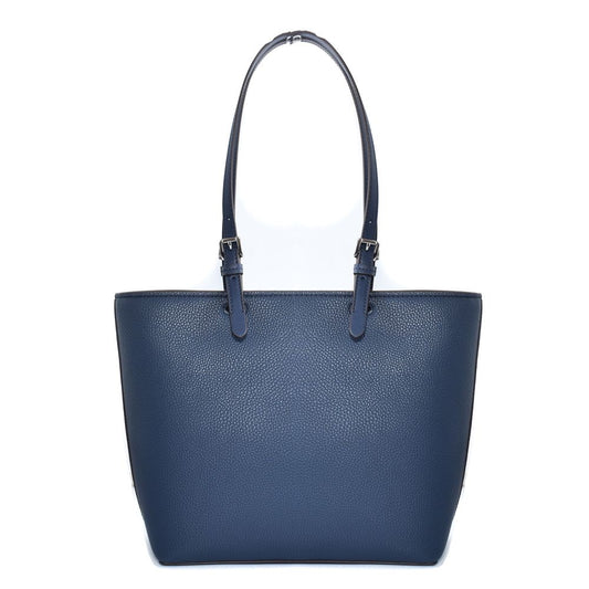Blue Artificial Leather Tote Bag