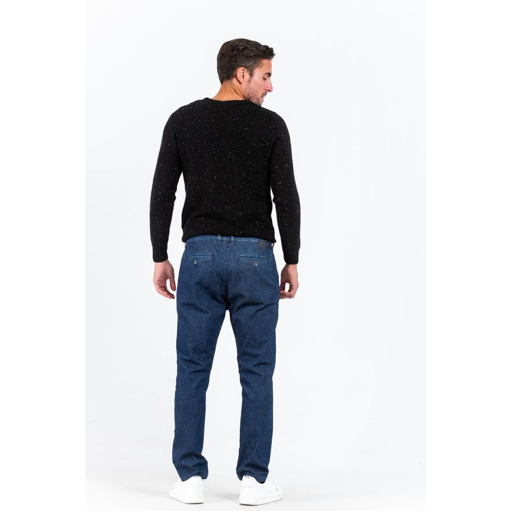 Blue Cotton Casual Pants