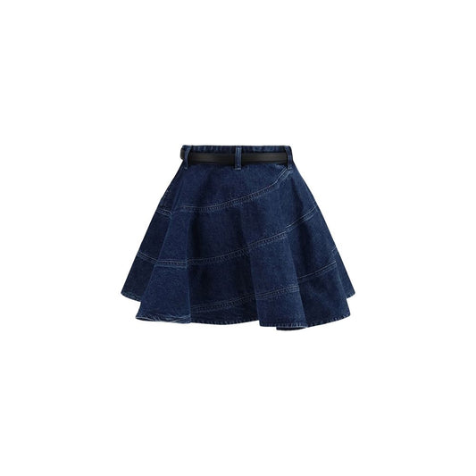 Blue Cotton Mini Skirt