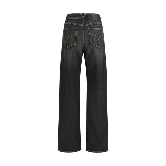 Black Cotton Straight-Leg Jeans