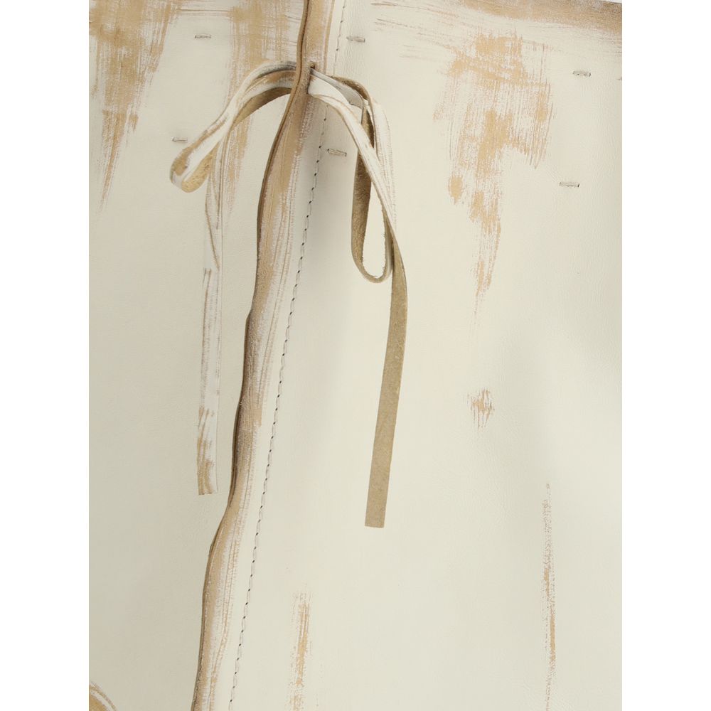 White Calf Leather Bos Taurus Midi Skirt