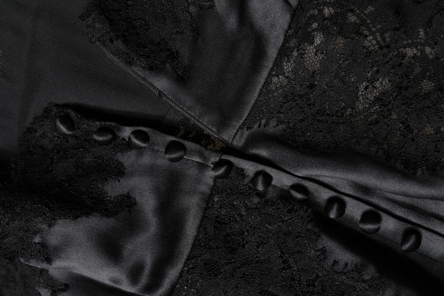 Black Silk Lace Trim Lingerie Top Underwear