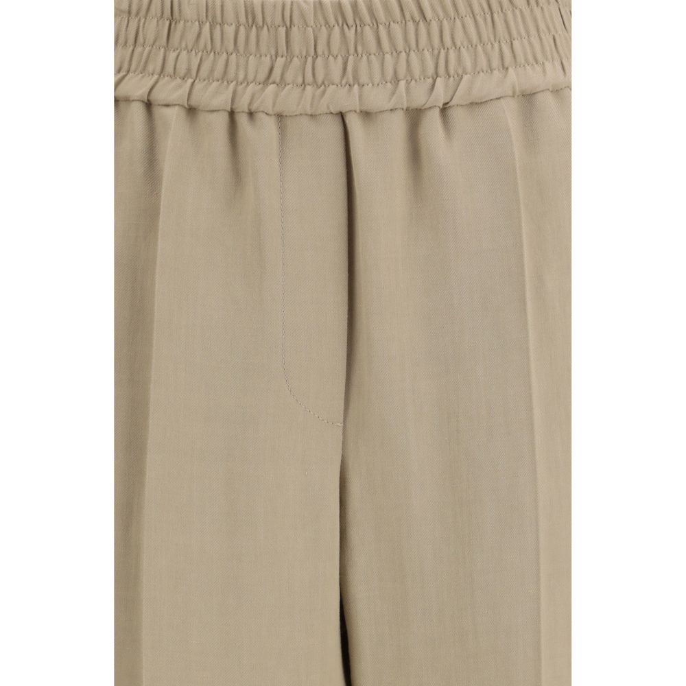 Beige Viscose Casual Pants