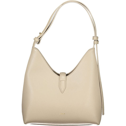 Beige Leather Women Handbag