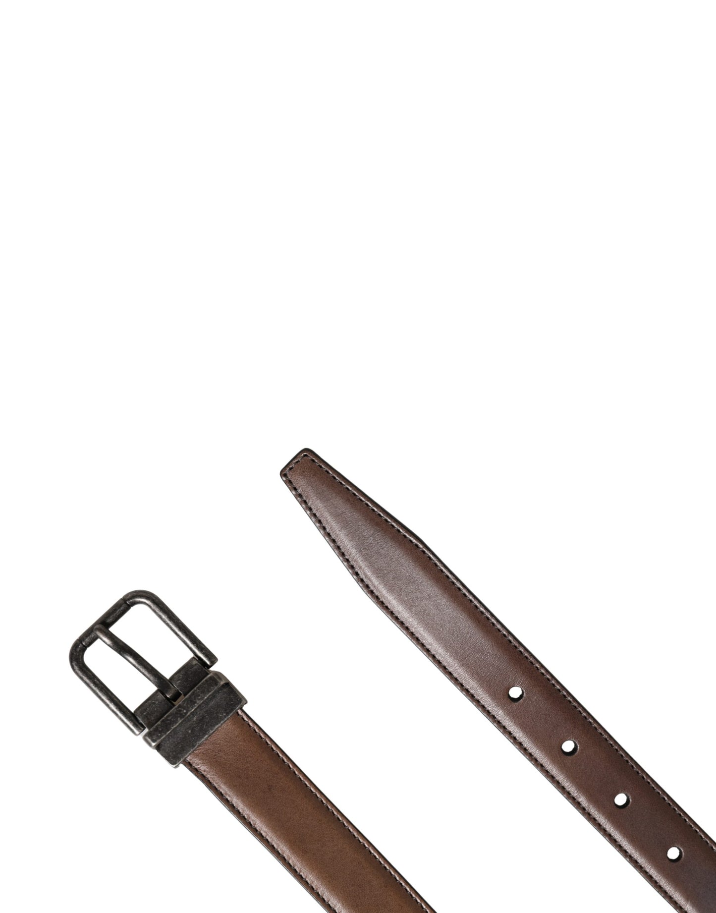 Men Brown Classic Leather Metal Buckle Belt