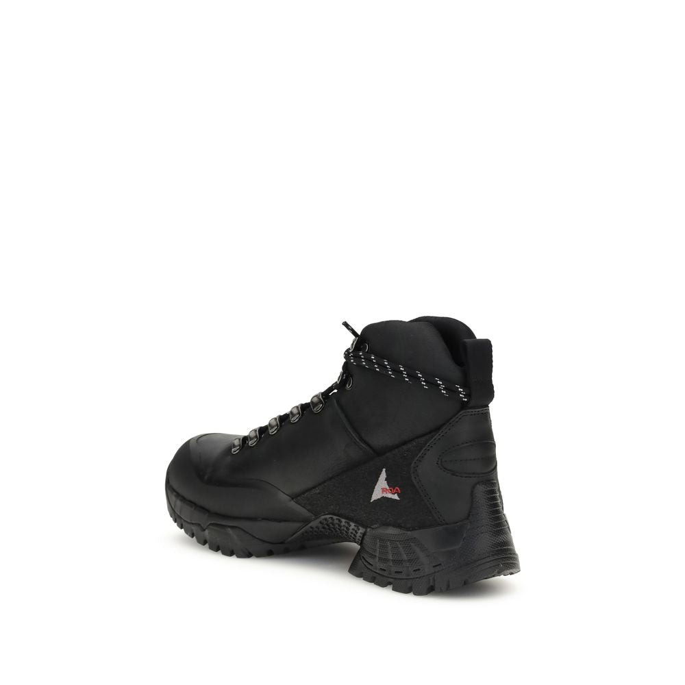 Black Leather Lace-Up Boots