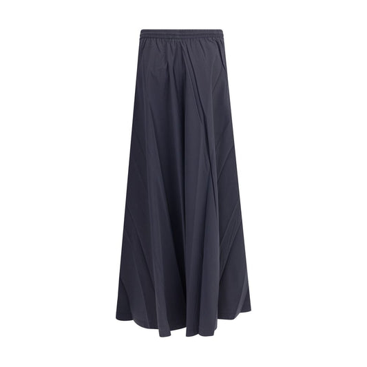Blue Polyester Long Skirt