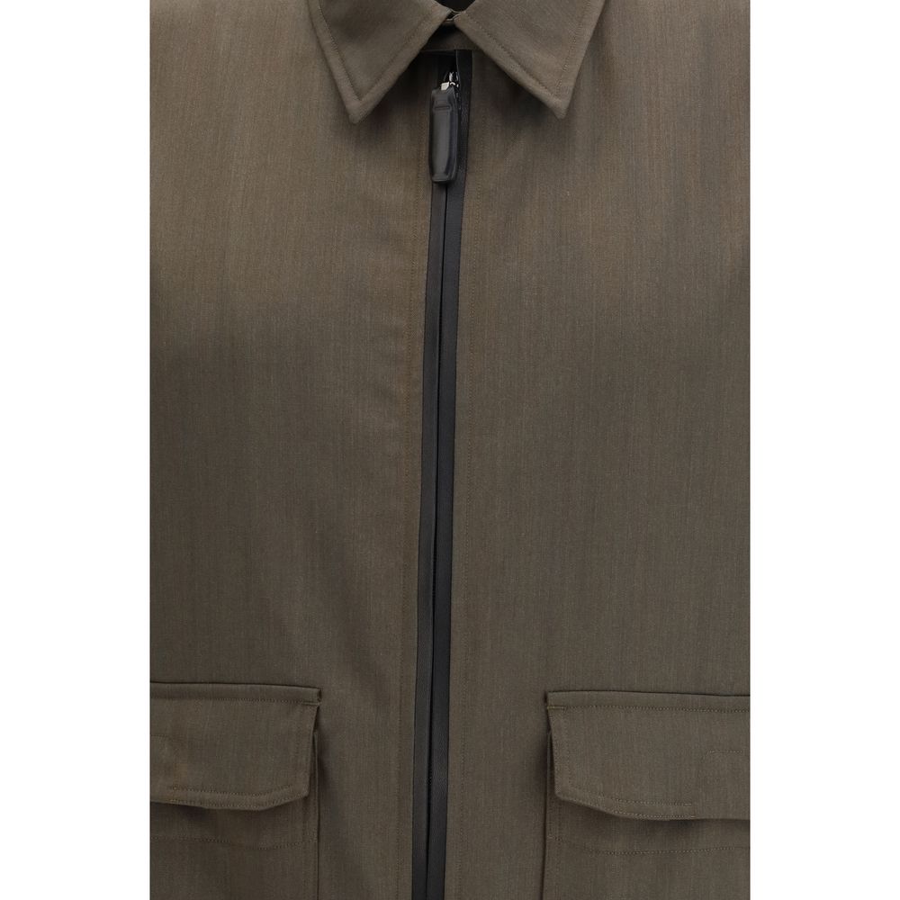 Bicolor Wool Full-Length Jacket