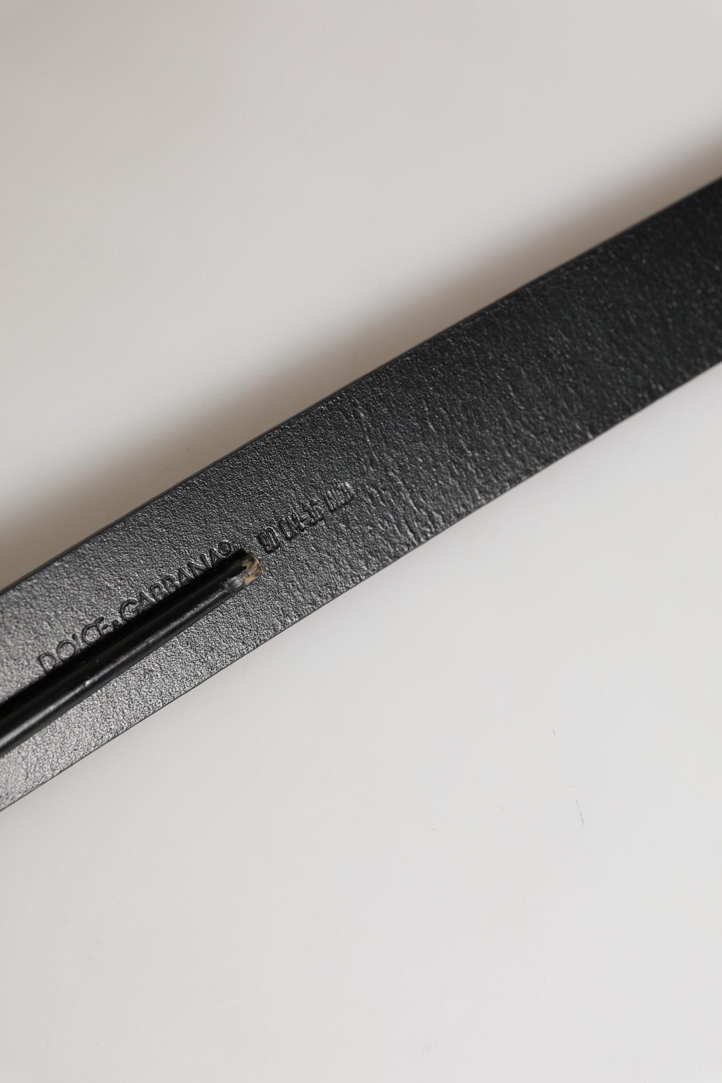 Black Calfskin Leather Silver Metal Buckle Belt