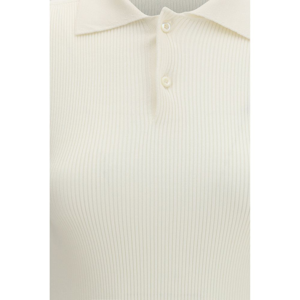 White Silk Polo Shirt