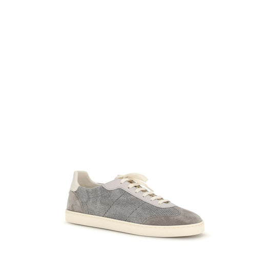 Gray Calf Leather Bos Taurus Low Top Sneakers
