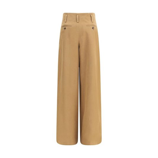 Beige Cotton Casual Pants
