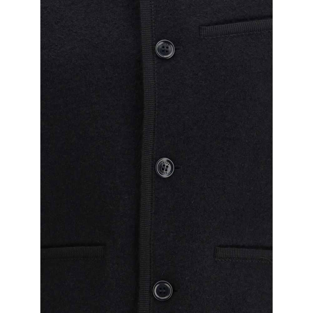 Black Fleece Wool Sleveless Jacket