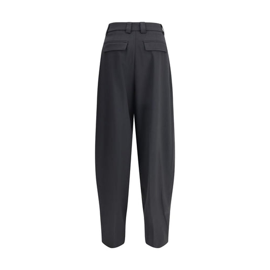 Black Polyester Casual Pants