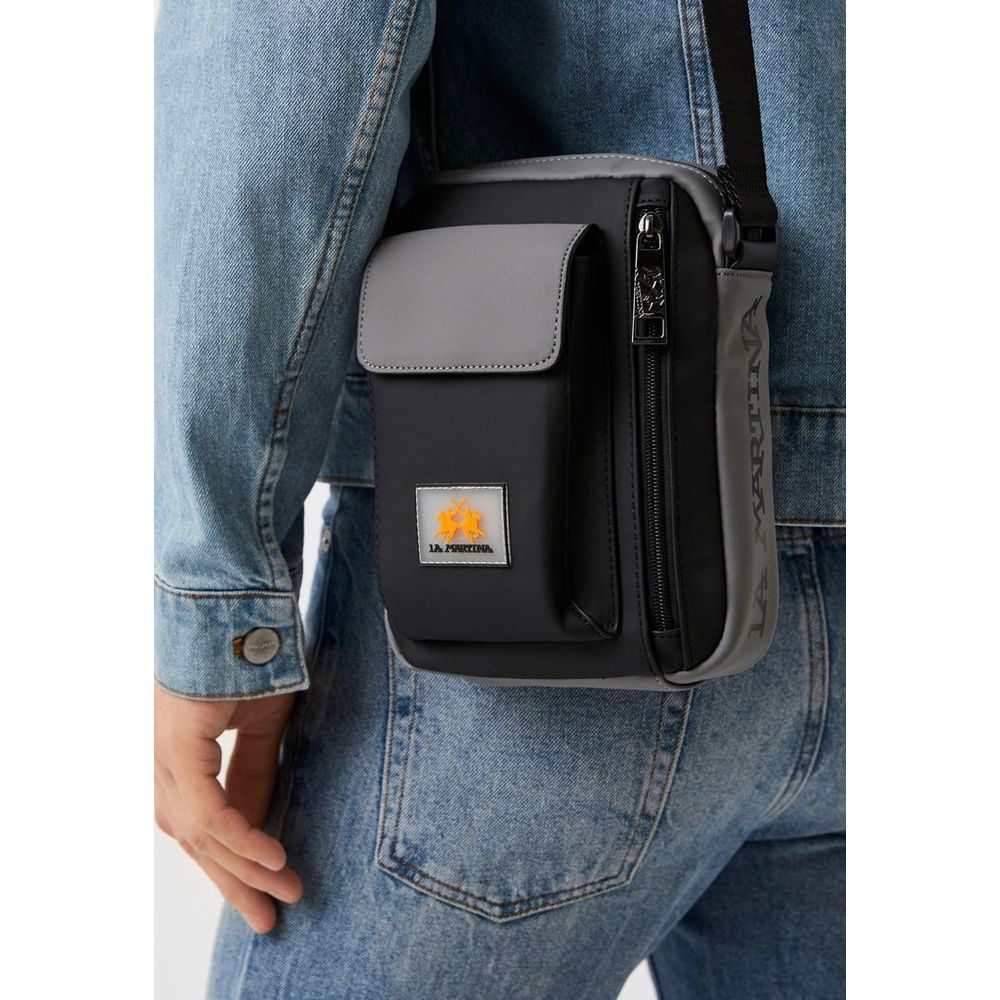 Black Polyethylene Crossbody Bag