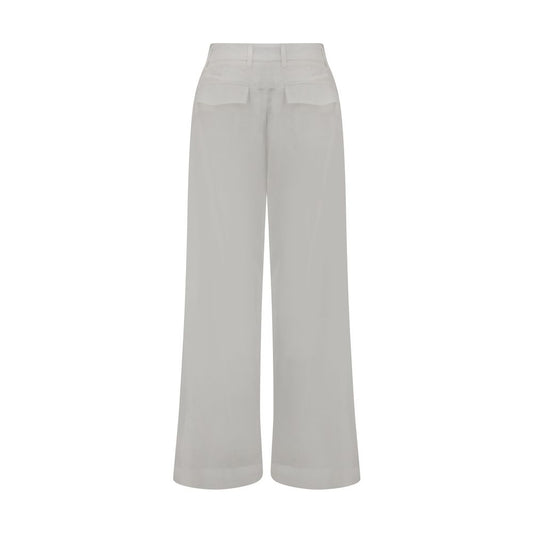 White Cotton Casual Pants