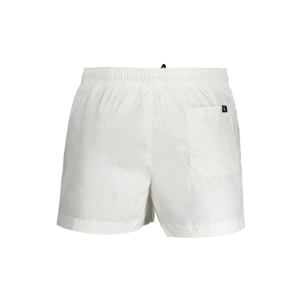 White Polyester Men's Swim Trunk