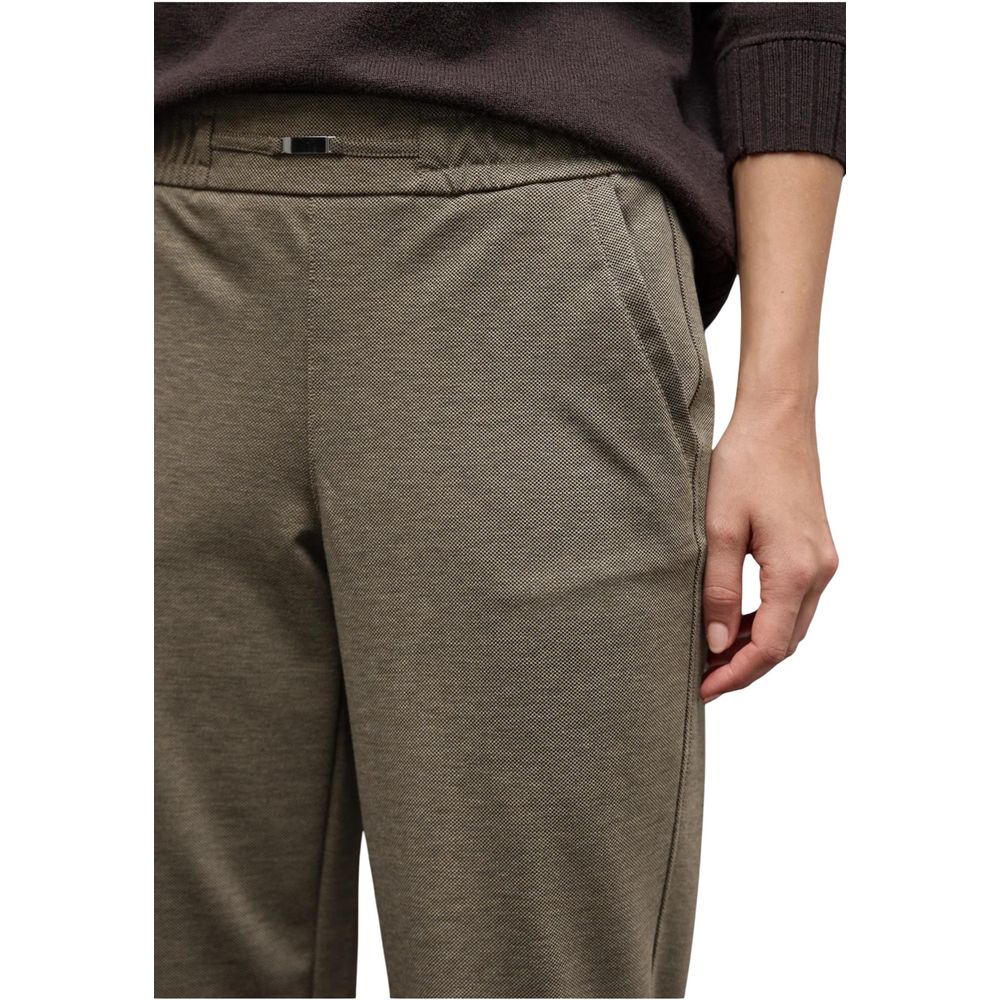 Brown Polyester Casual Pants