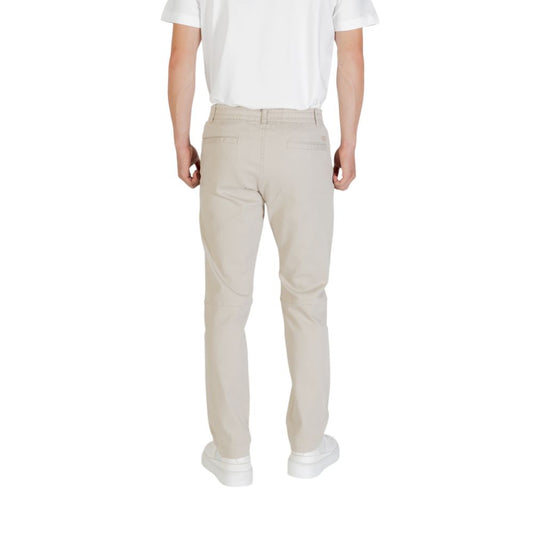 Beige Polyester Casual Pants