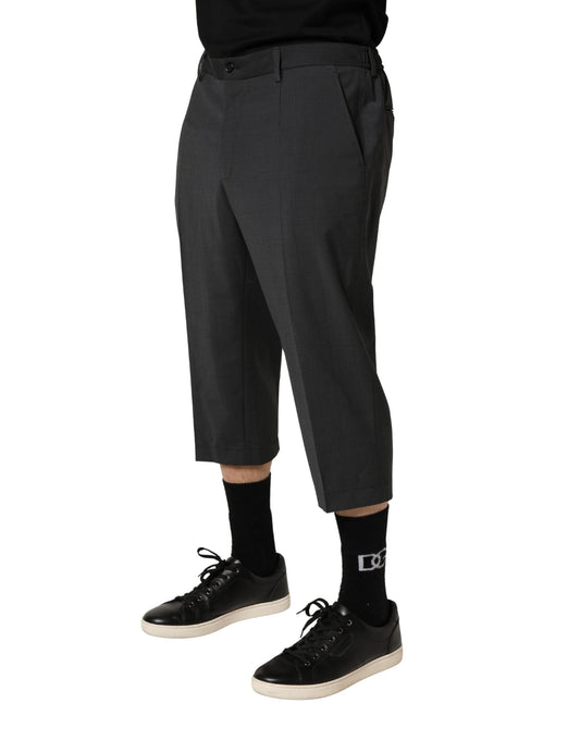 Dark Gray Wool Cropped Chino Trouser Pants