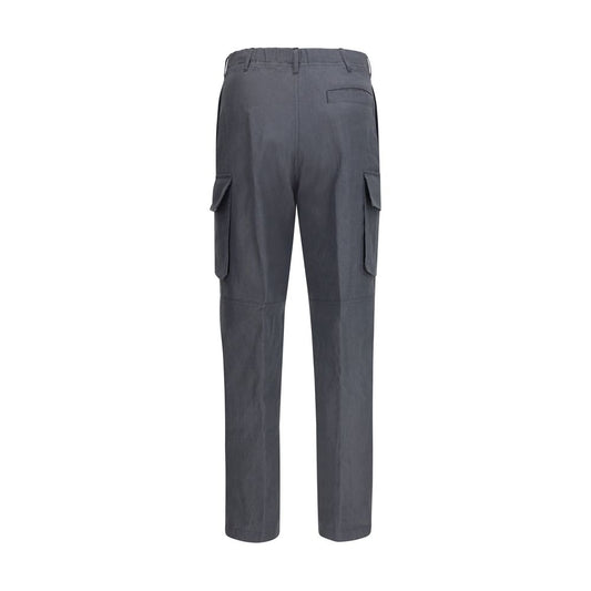 Gray Linen Cargo Pants