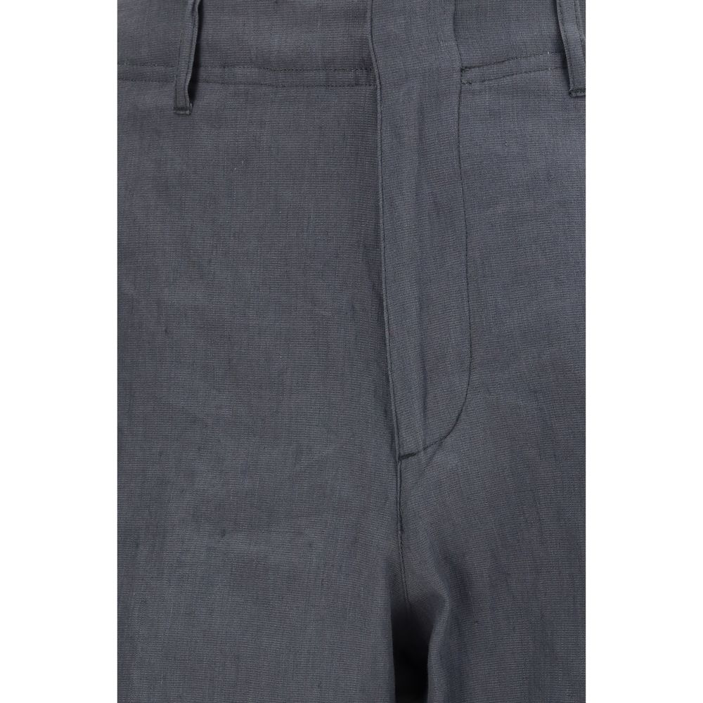Gray Linen Cargo Pants
