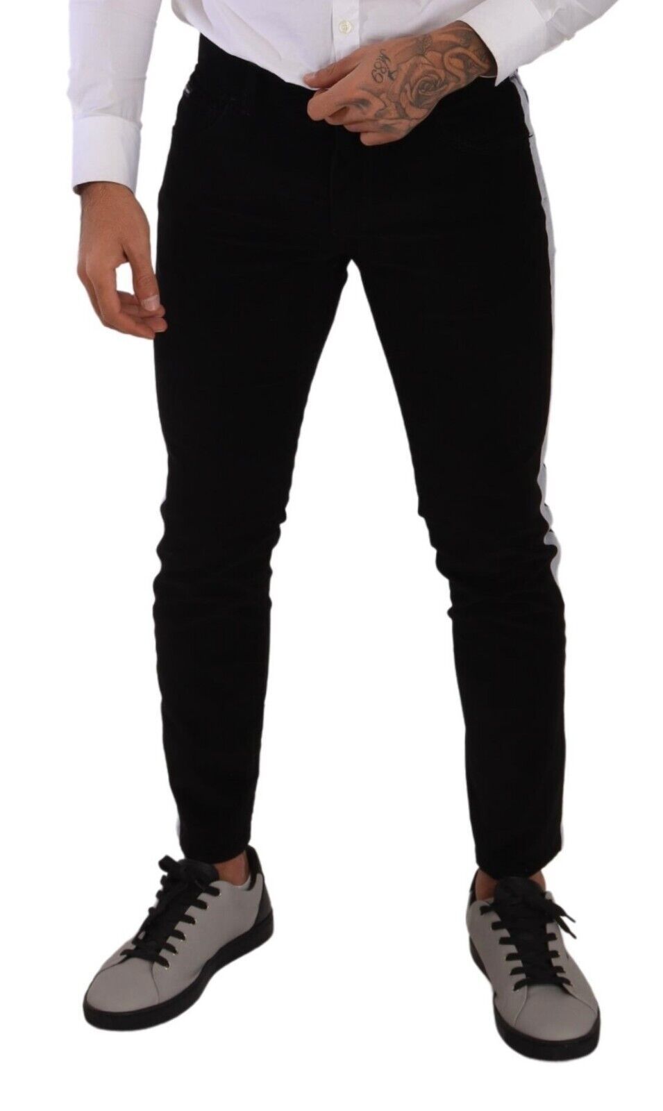 Black Cotton Stretch Skinny Corduroy Jeans