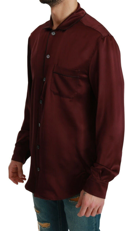 Bordeaux Silk Pajama Casual Shirt
