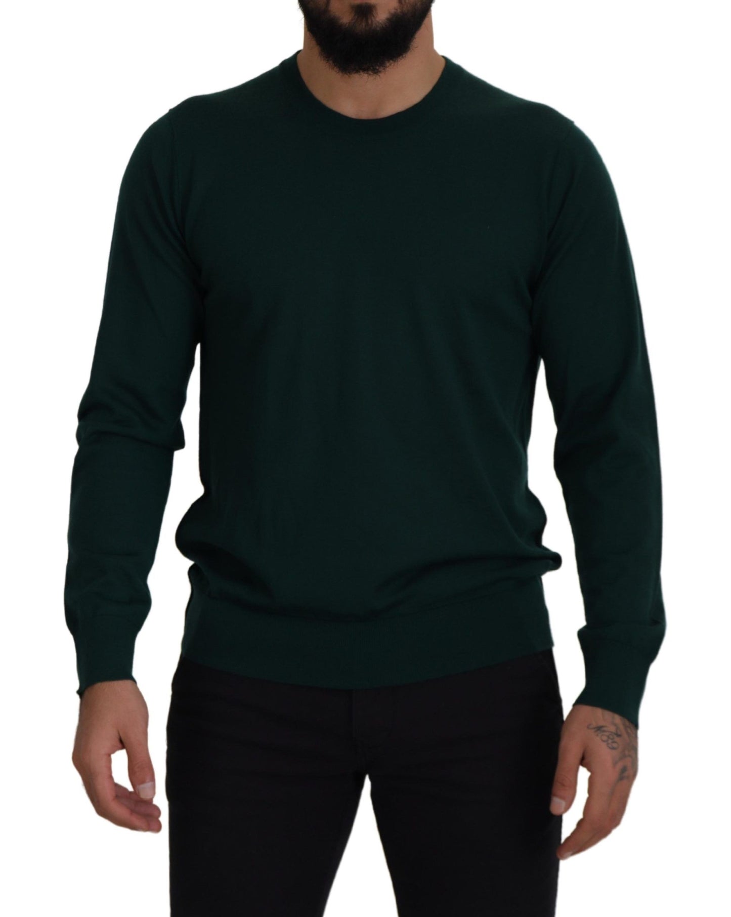 Green Cashmere Crewneck Pullover Sweater