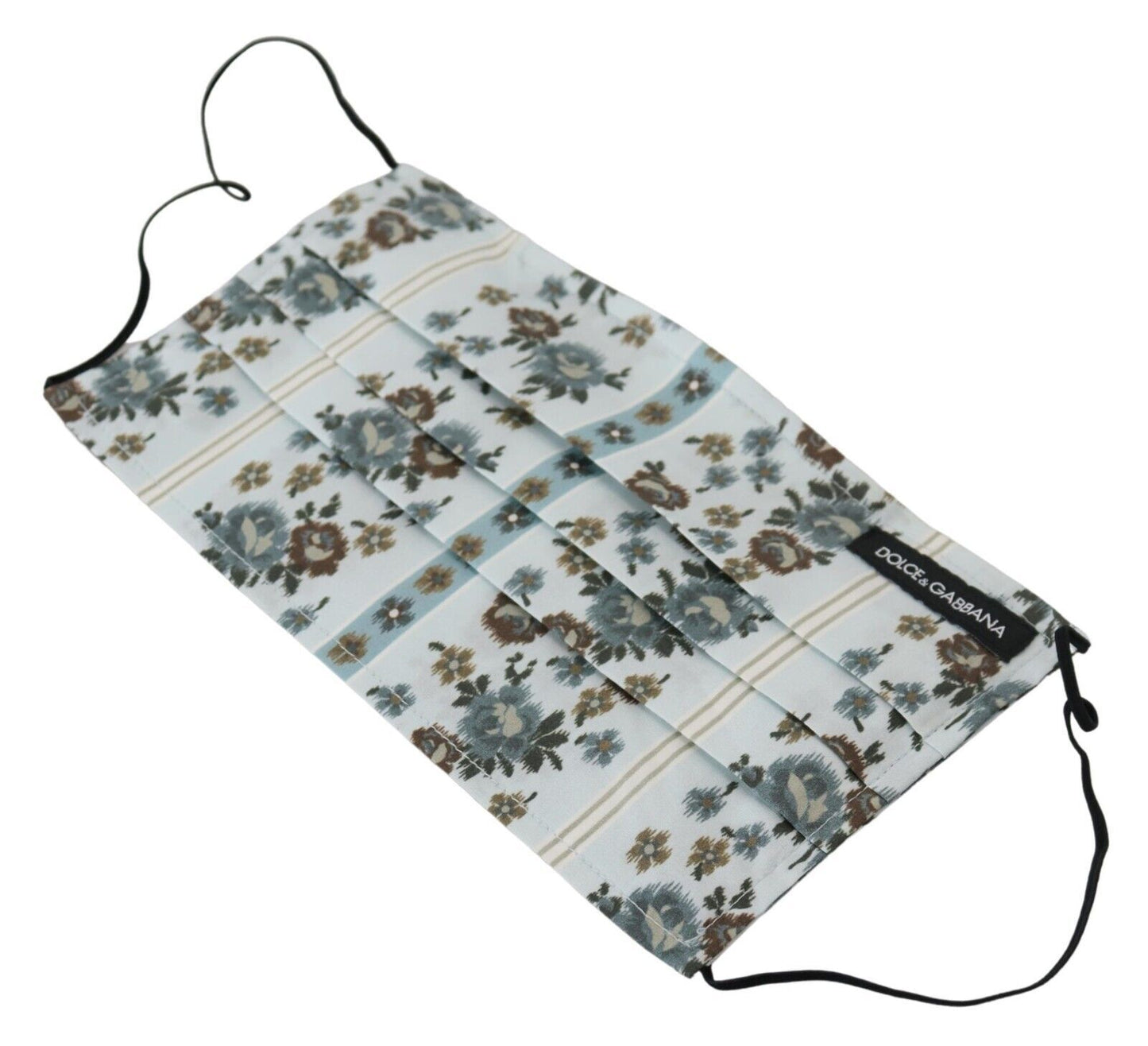 White Floral Cotton Pleated Elastic Ear Strap Face Mask