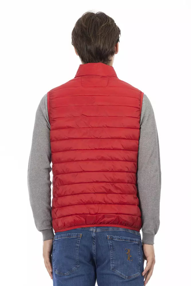 Red Polyester Men's Sleeveless Jacket