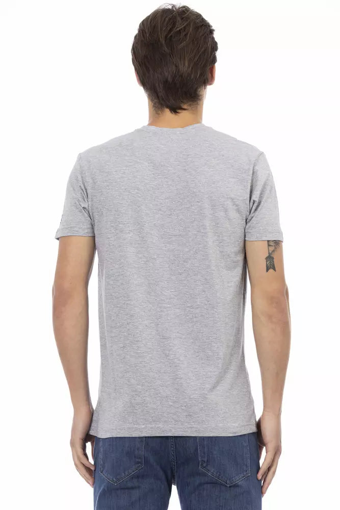 Gray Cotton Men's V-Neck T-Shirt