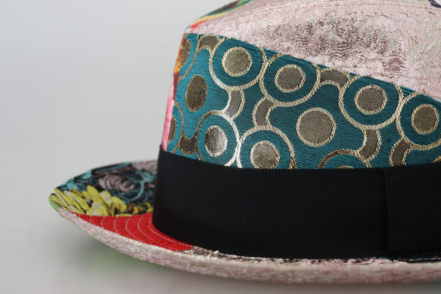Multicolor Patchwork Women Fedora Wide Brim Hat
