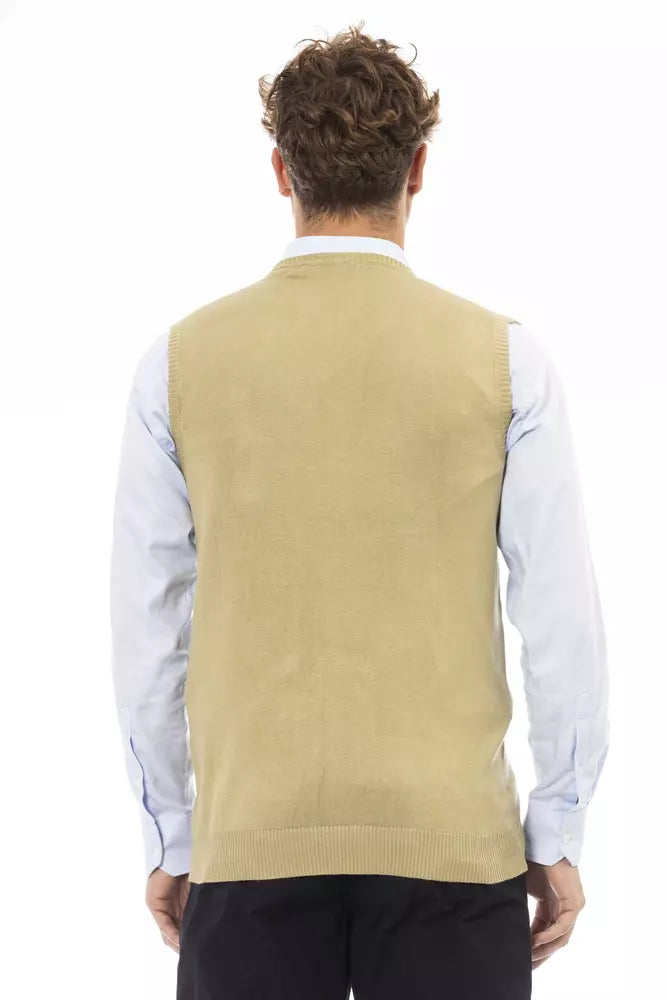 Beige Viscose Men Jacket