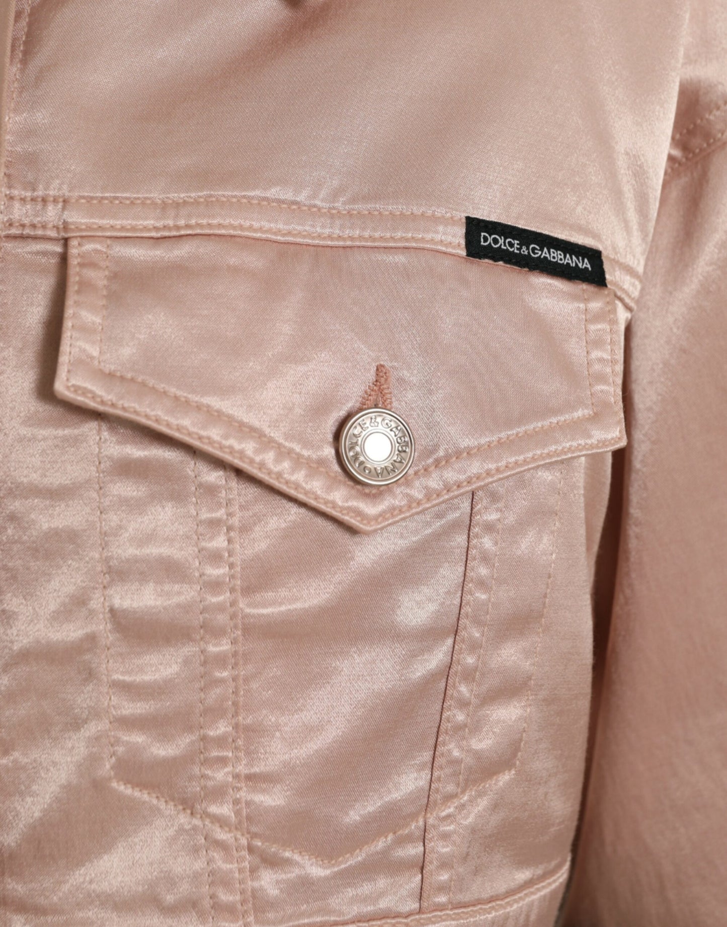 Pink Cotton Stretch Collared Cropped Jacket