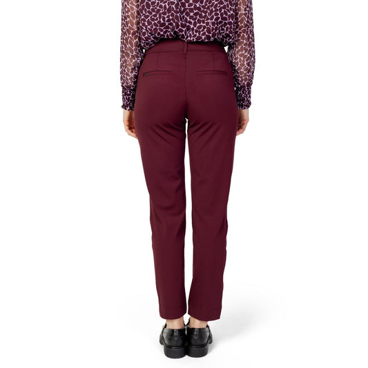 Bordeaux Polyester Casual Pants