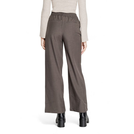 Gray Polyester Casual Pants