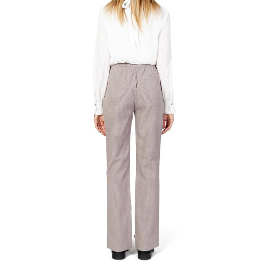 Beige Polyester Flared Pants