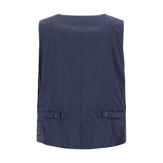 Blue Polyamide Sleveless Jacket